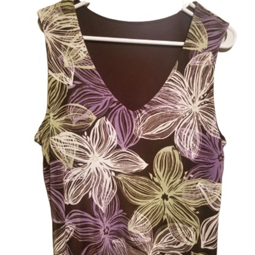 N.Y.P.L. Collection Plumeria Flowered Thick Tank Top Size L